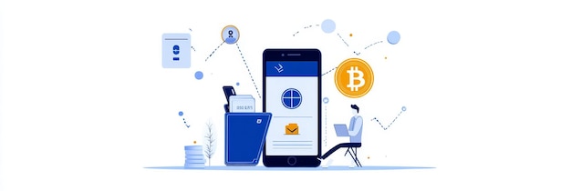 Photo mobile cryptocurrency trading platform for secure and convenient transactions a man working o