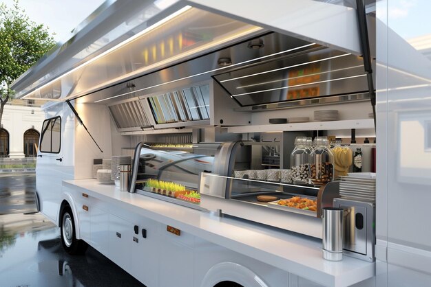 Photo mobile gastronomy vibrant food truck serving delicious cuisine on wheels for culinary adventures