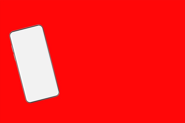 Mobile phone on red background