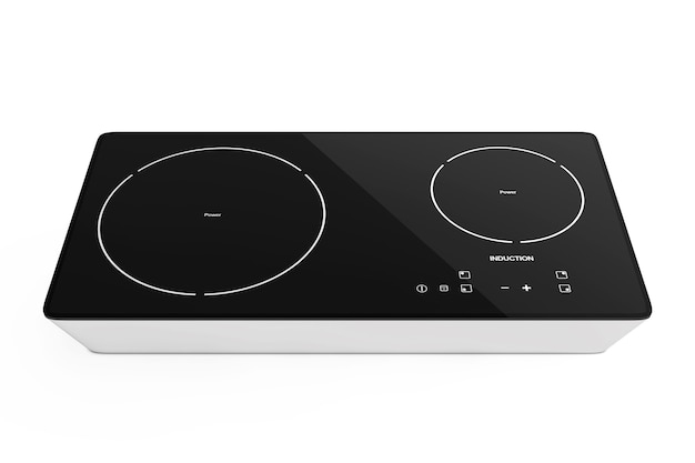 Mobile Portable Induction Cooktop Stove on a white background. 3d Rendering.