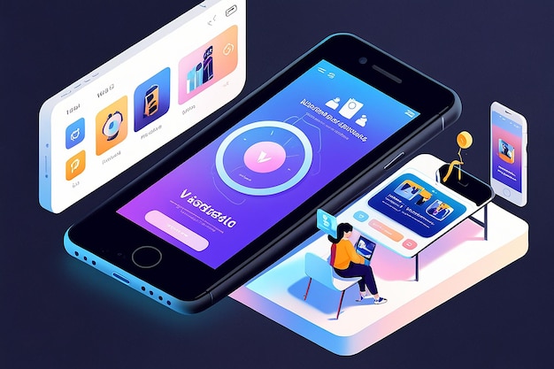 Mobile Video UI Isometric Concept