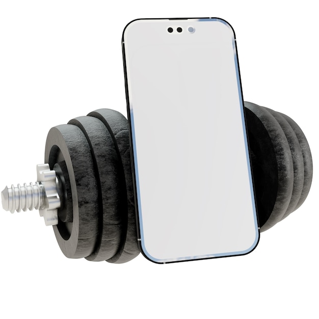 Mobile with Barbell Gym Fitness Diet Illustration Transparent 3D Image