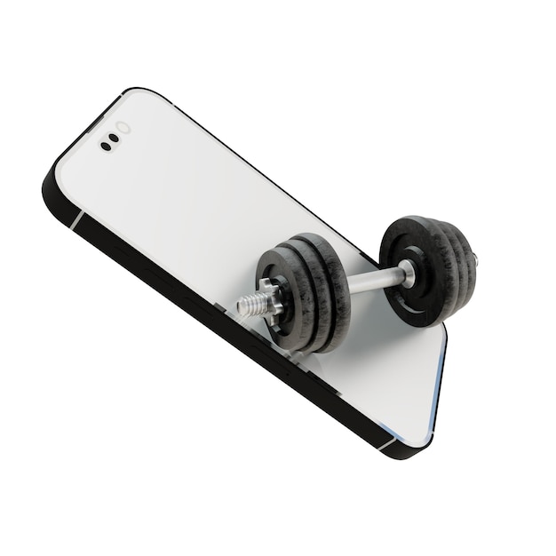 Mobile with Barbell Gym Fitness Diet Illustration Transparent 3D Image