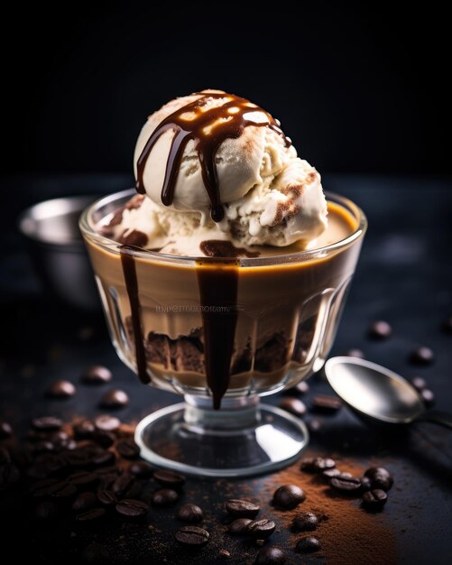 Mocha affogato creamy dessert