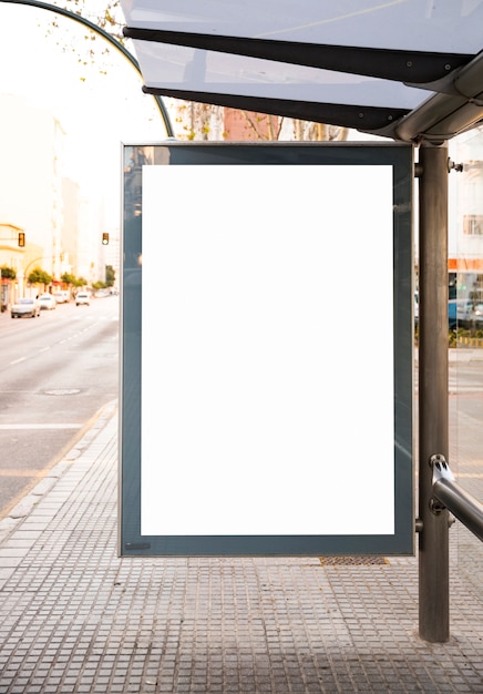 Mock up billboard light box at bus shelter outdoor street sign display