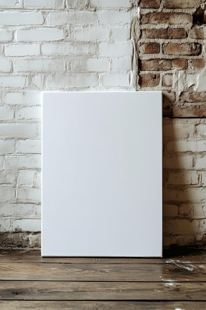 Photo mock up of a blank white canvas