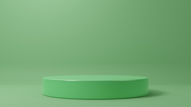 Mock up Cylinder podiums on green background. Minimal design with circle empty space.