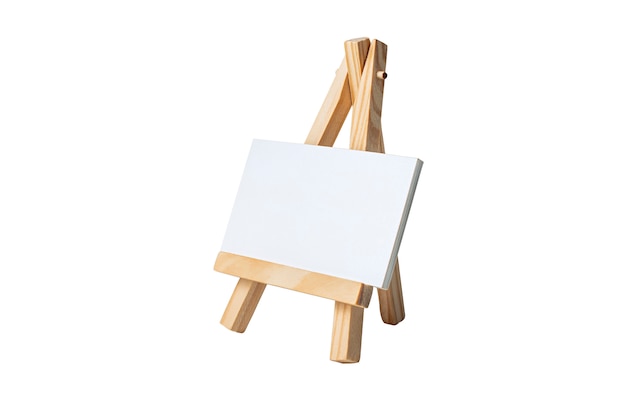 Mock Up Empty blank canvas on wooden easel isolated 