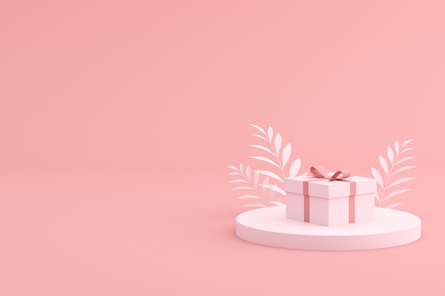 Mock up of gift box on pink space.