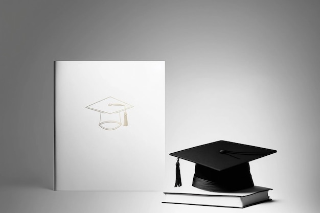 Mock up Graduation hat and stacks of books AI generation empty space for text AI generation