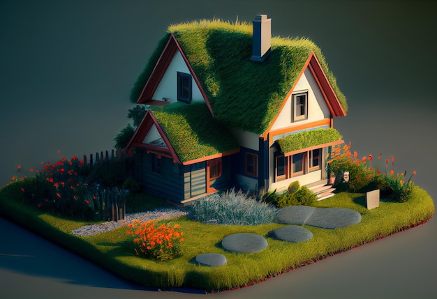 Mock up green house on the grass Generative AI