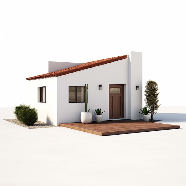 mock up of a house with a simple design on a white background