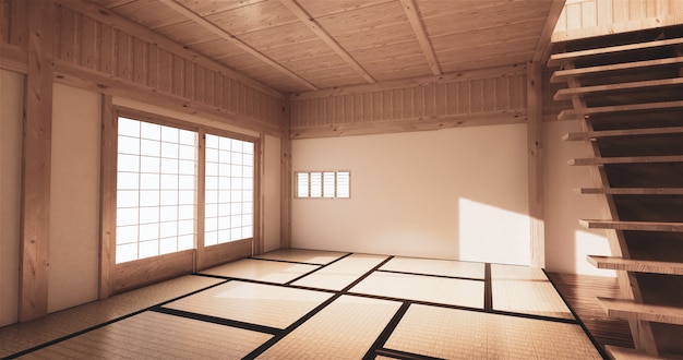 Photo mock up, japanese empty room tatami mat designing the most beautiful