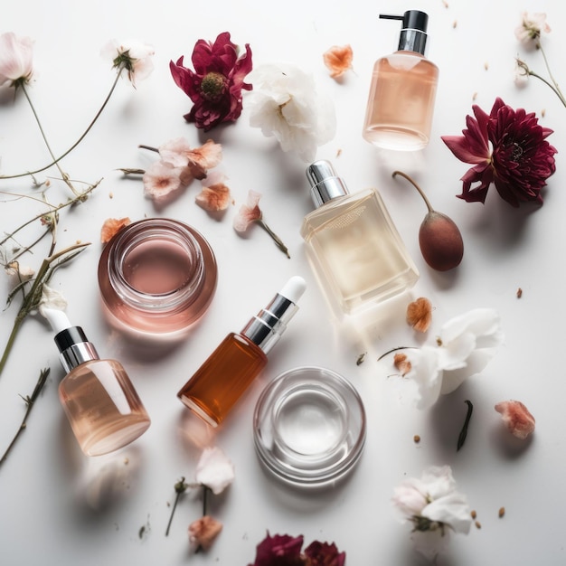 Mock up luxury cosmetic product from nature for branding Created with Generative AI technology