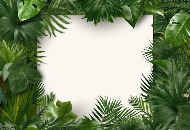 mock up page with tropical leaves