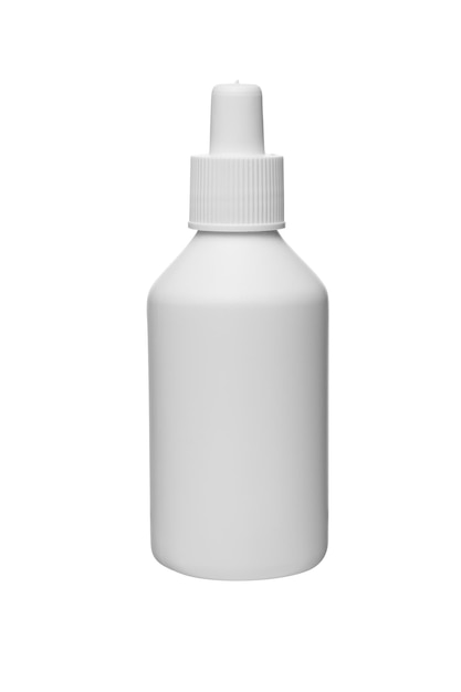 Mock up plastic bottle for hydrogen peroxide isolated on white background with copy space medicine liquid container or tube