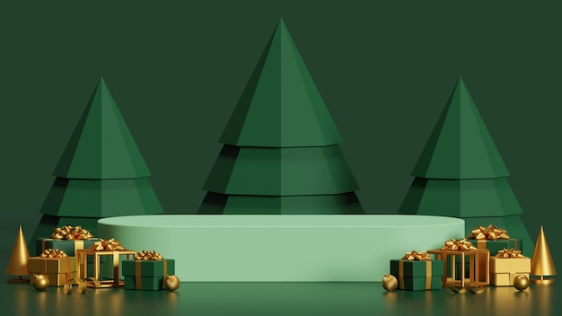 Photo mock up podium for product presentation abstract minimal concept christmas and new year