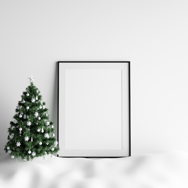 Mock Up Poster Frame Christmas Winter Decoration