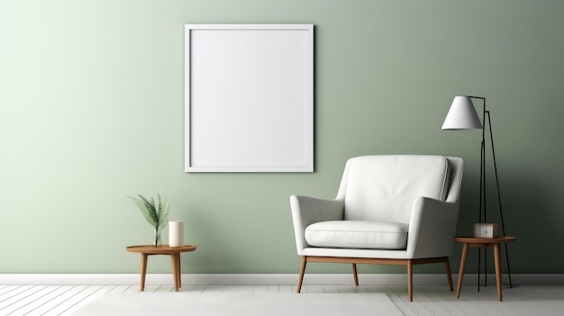 Mock up poster frame in interior background Scandinavian style