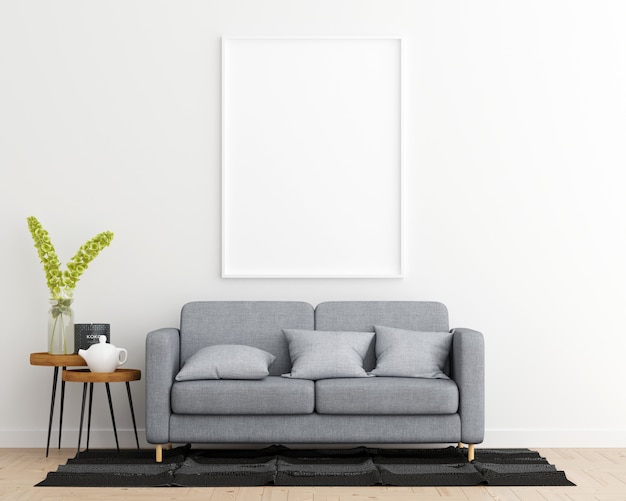 Mock Up Poster Frame Living Room Interior Background