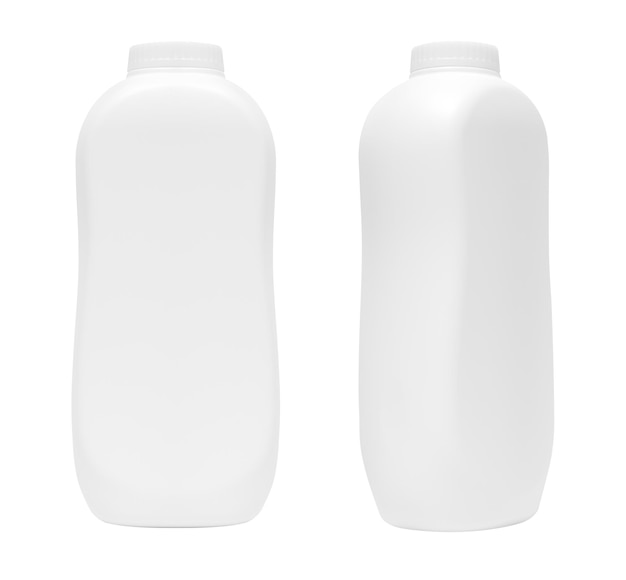 Mock up white powder bottle isolated on white background with clipping path