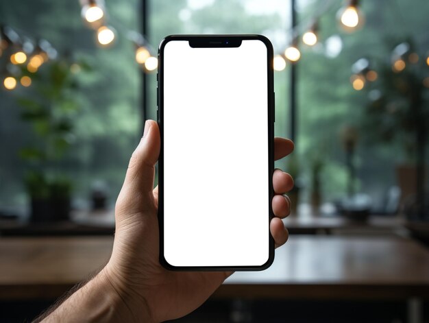 The mock up of white screen mobile phones