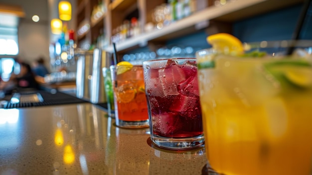 Mocktails and other nonalcoholic beverages line the bar offering a variety of options for students