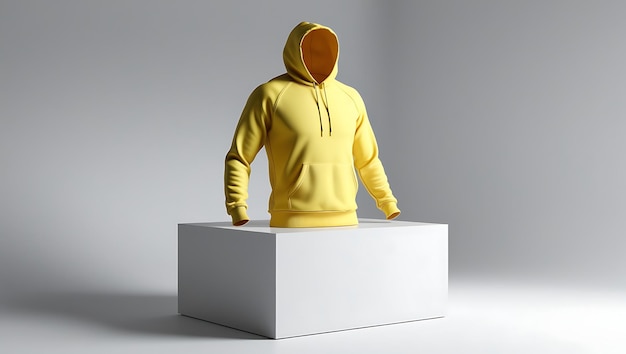 Photo mockup 3d black plain hoodie with placed on podium