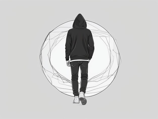 Photo mockup of a back view of a person in a black hoodie