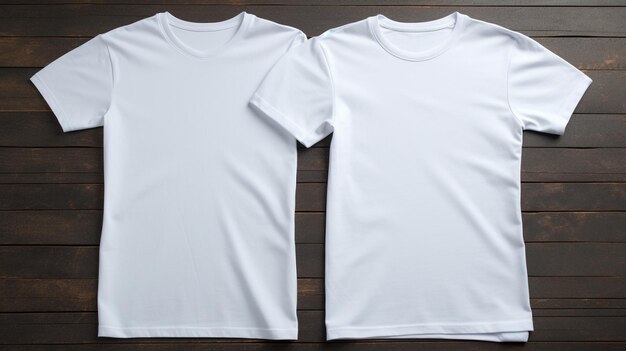 mockup background Two white tshirts placed side by side on gray