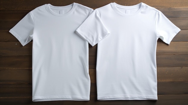 mockup background Two white tshirts placed side by side on gray