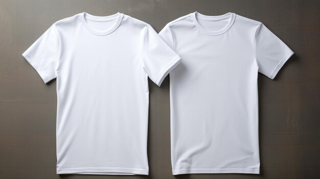 mockup background Two white tshirts placed side by side on gray