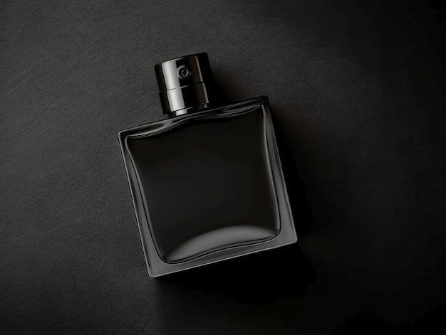 Mockup of black fragrance perfume bottle