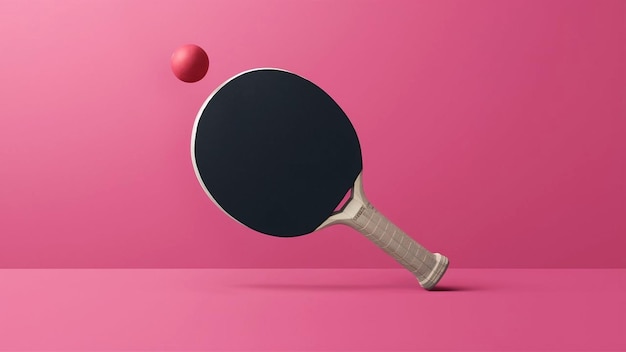 Photo a mockup of a black and red table tennis racket with a ball shown in a nogravity setting