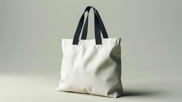 Mockup of a black and white pure cotton tote bag shopper design