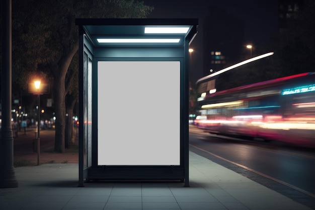 a Mockup of a blank advertising light banner with longexposure generative ai