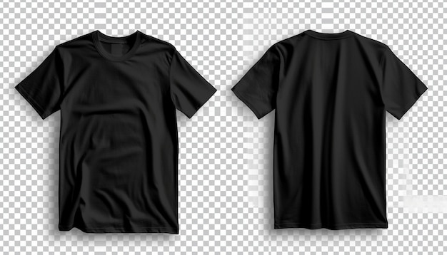 Mockup of blank black t shirt isolated Shirt design front and rear for man close up Flat lay top