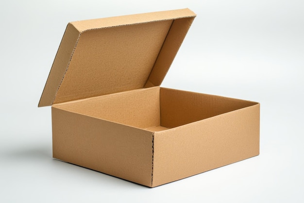 A mockup of a blank box isolated on a white background