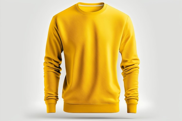 Mockup of a blank royal yellow sweatshirt front and back isolated on white background.