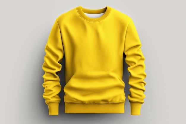 Mockup of a blank royal yellow sweatshirt front and back isolated on white background.