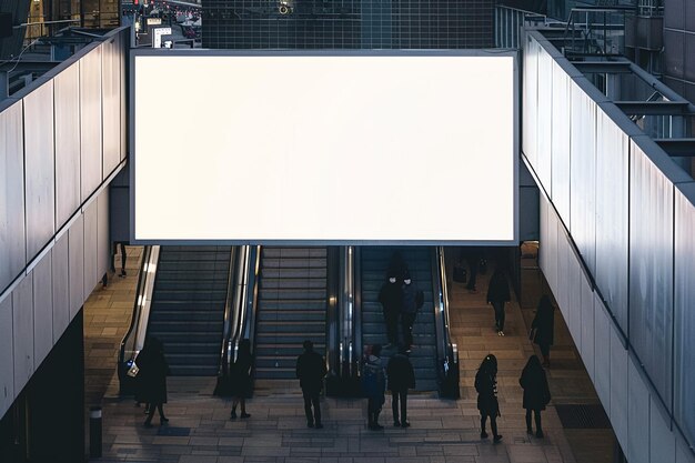 Photo mockup of a blank store front billboard in a shopping mall