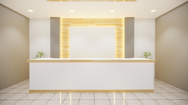 Mockup blank wall in an empty office room or reception 3d rendering