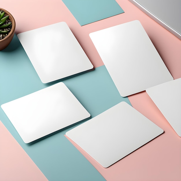 Mockup business cards on pastel background