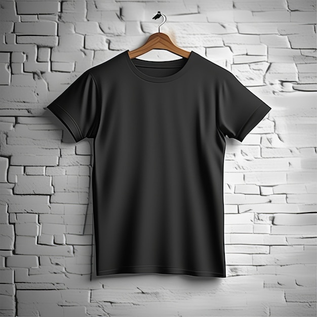 Mockup clothing black tshirt blank in white background