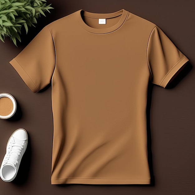 Mockup clothing brown tshirt blank