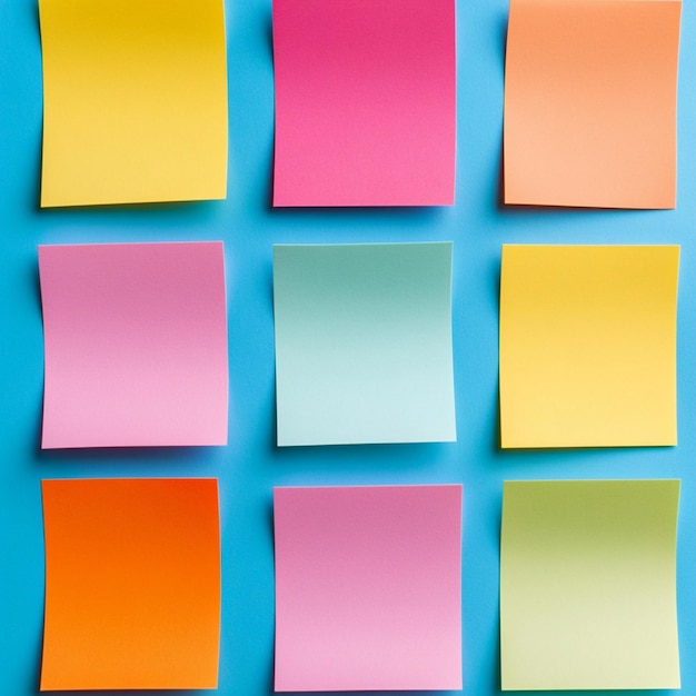 Photo mockup of colorful sticky notes designed for work memos reminders and business planning