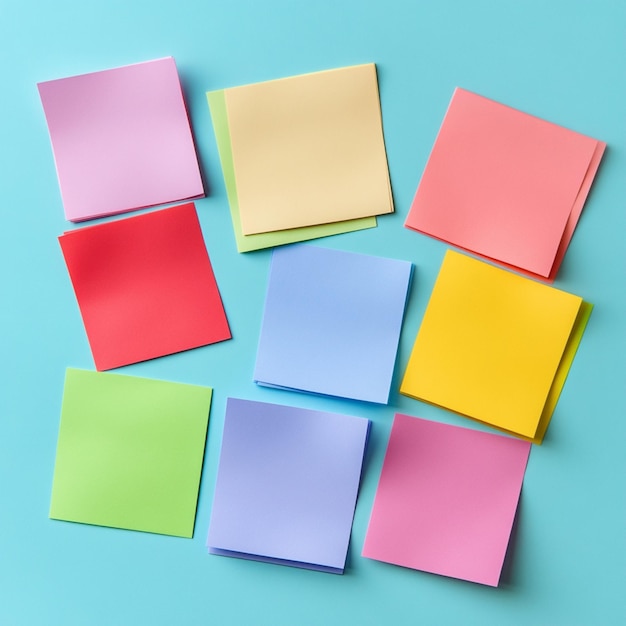 Photo mockup of colorful sticky notes designed for work memos reminders and business planning