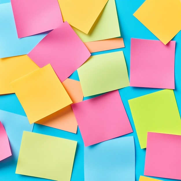 Photo mockup of colorful sticky notes designed for work memos reminders and business planning