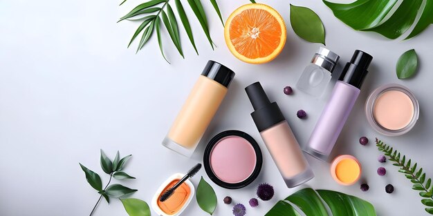 Photo mockup of cosmetic products showcased on a clean white background concept cosmetic products clean white background mockup showcase brand presentation