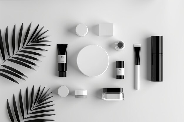 Mockup of cosmetic products on white background